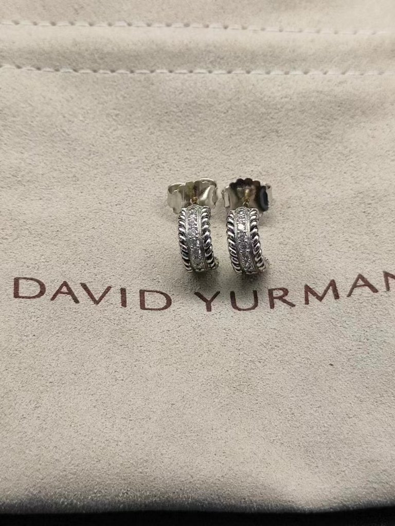David Yurman 925 Silver Earrings With Original Pouch